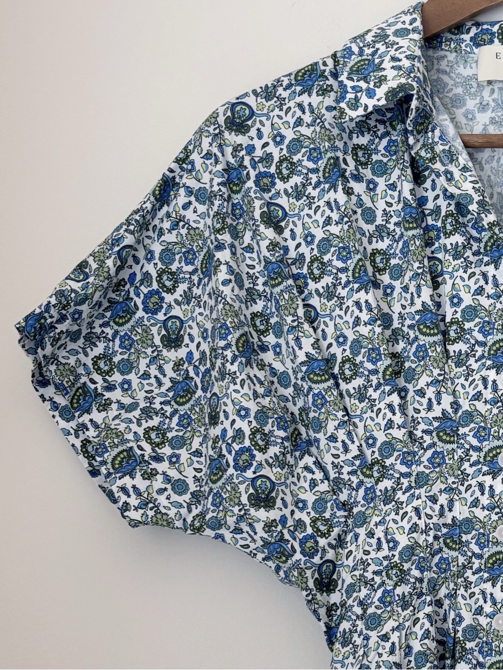 Anthropologie Exquise Blue Floral Tobie Mini Shirt Dress Small Summer Boho - Picture 4 of 10